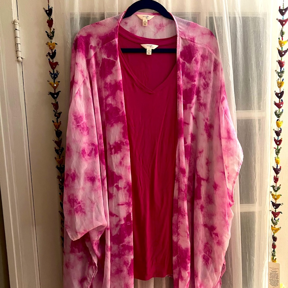NWOT pink tie dye top SET